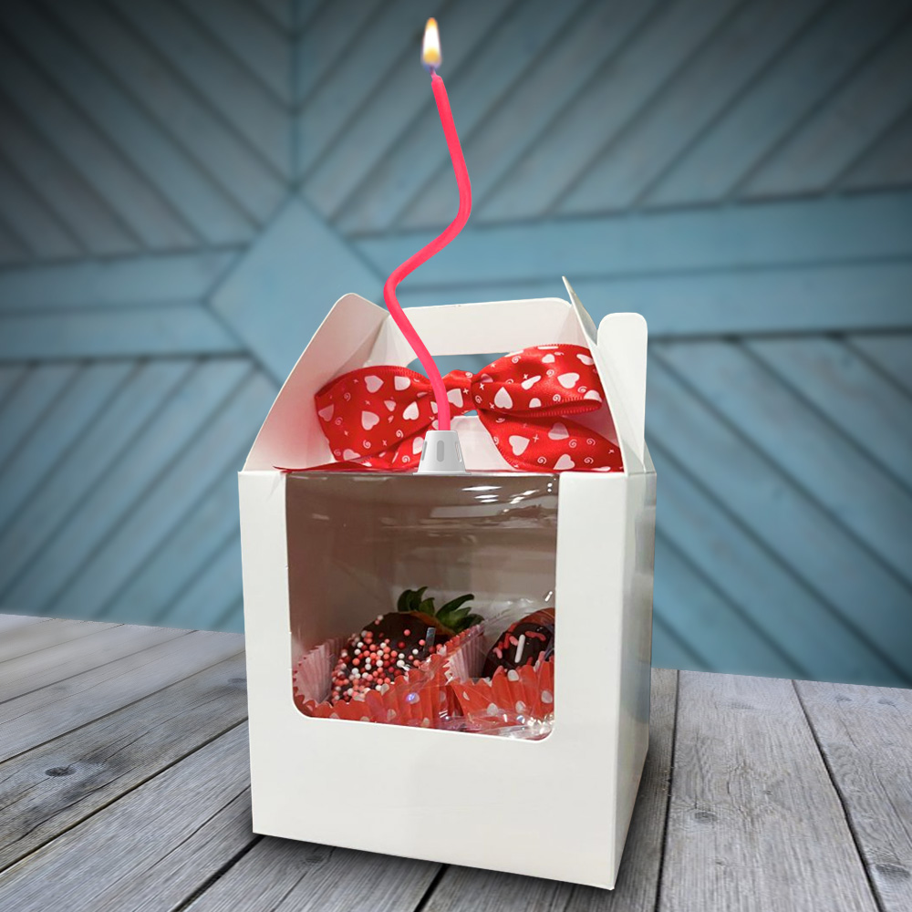 Candle on Strawberries Box